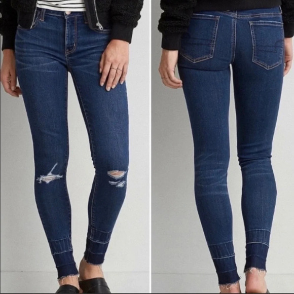 𝅺american Eagle Super Stretch Distressed Jegging. Size 0 - Picture 1 of 7